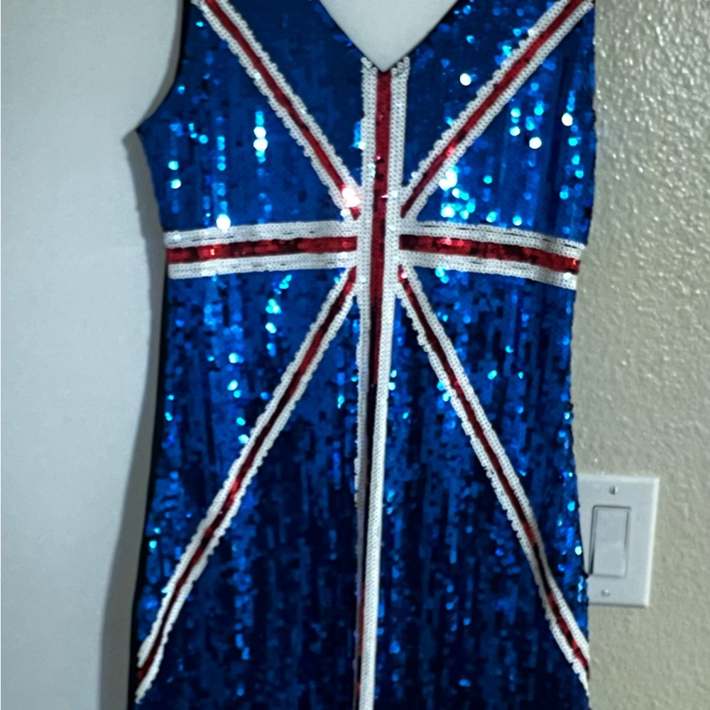 Blue Sequin Midi Dress